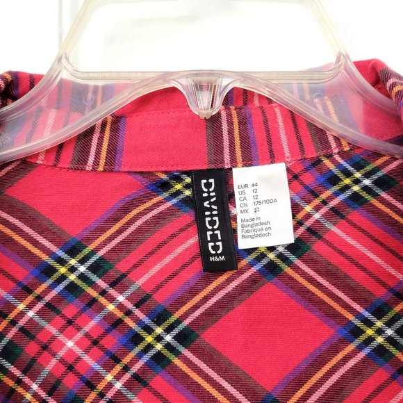 H & M Divided Red Plaid Flannel Shirt - Picture 3 of 5